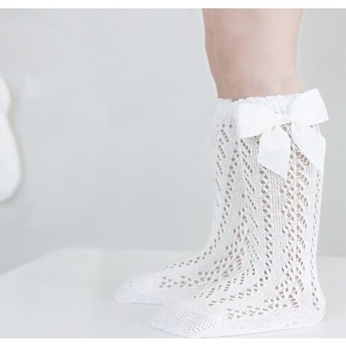 Baby Toddlers Girls Socks Solid Breathable Mesh Cotton Socks Medium Tube Socks 3/4 Knee High Spanish Style Socks For Girls