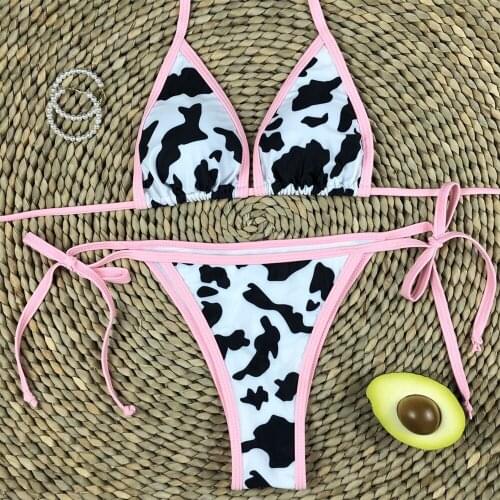 New Summer bikini cow print sexy bikini lady swimsuit tie up swimsuit separate swimsuit beach wear