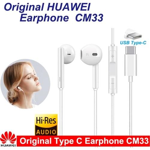 Original HUAWEI CM33 Earphone USB Type-C In Ear Hearphone Headset Mic Volume HUAWEI Mate 10 Pro 20 X RS P20 30 P40 Honor 7 8 V8