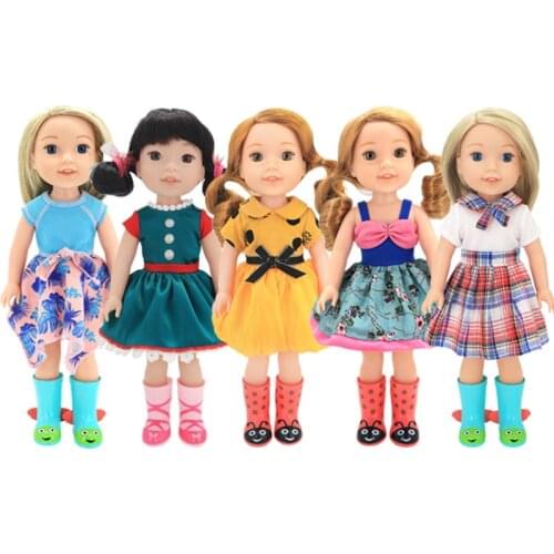 Autumn Dress Swimwear, School Uniform Fashion Casual Fit 14.5 Inch Wellies Wishers Doll Clothes Accessories,Gifts For Girl