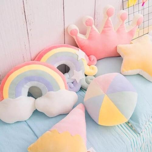 Cloud Plush Pillow soft gentle colour rainbow Stuffed Soft Star Throw Pillow Baby Kids Sofa Home Decor Girls Moon Cushion meteor