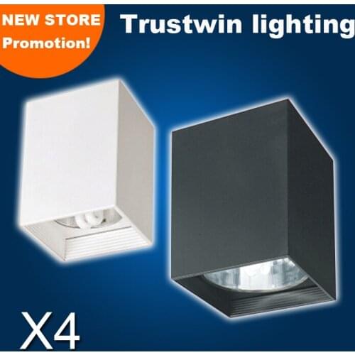 Ceiling light fixture E27 LED ceiling lamp light square fitting luminare holder white black square ceiling lamp light fixture