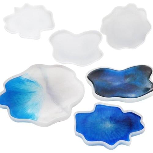DIY Handmade Crystal Epoxy Mould Irregular Coaster Mould Transparent Silicone Shape Necklace Lanugo Shape Resin Decorative Craft