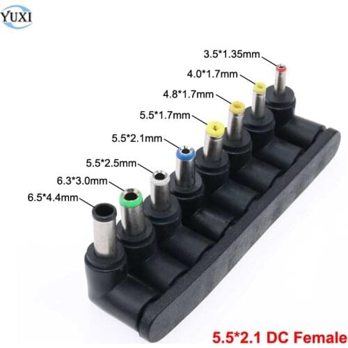 YuXi DC Power 5.5x2.1 mm female to male jack plug adapter Connector 6.5*4.4 6.3*3.0 5.5*2.5mm 5.5*2.1 4.8*1.7 4.0*1.7 3.5*1.35