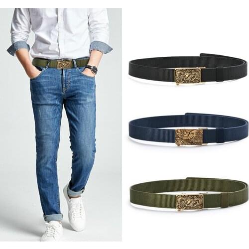 New Mens Casual Tactical Waistband Automatic Checkoff Animal Patterns Buckle Belt Extended Edition 150cm Nylon Woven Women Belt