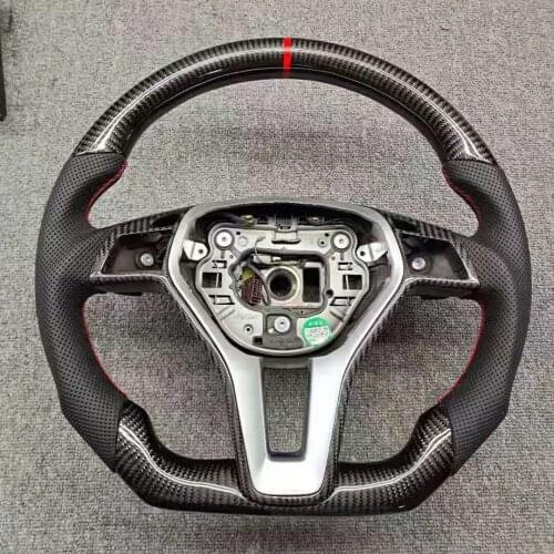 Refit Carbon Fiber Leather Steering Wheel For Mercedes Benz GLA GLC GLE CLA AMG GLK GLS 2004 2017 2008 2007 2019 2013 2009
