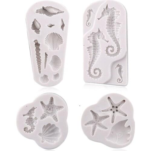 Ocean Silicone Mold Creative Seahorse Shell Conch Shape Chocolate Fudge Baking Mold Cake Decoration Accessories