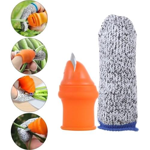 Silicone Thumb Knife Finger Protector Vegetable Harvesting Knife Plant Blade Scissors Cutting Rings Cover Home Garden Gloves