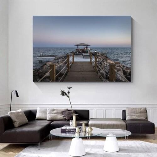 Modern Abstract Nordic style porch Living Room Sailboat Seascape Beach Harbour scenery Decorative Pictures Canvas Wall ArtPoster