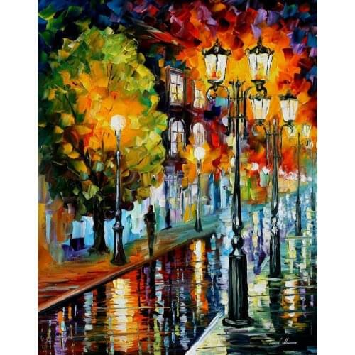 Modern landscape art after a night rain palette knife oil painting on canvas High quality 100% Hand painted Home decor