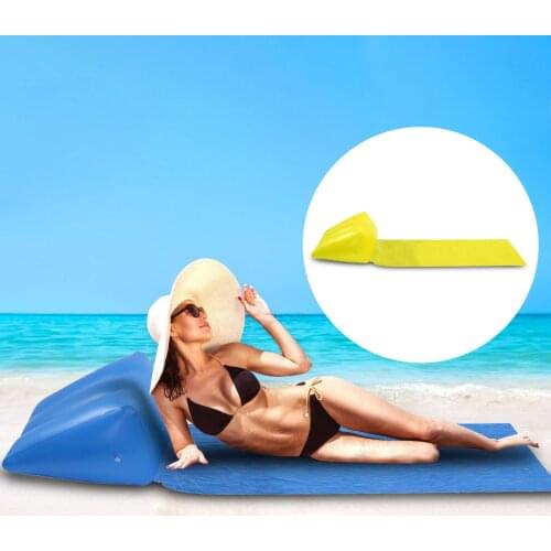 Outdoor Beach Mat Inflating Sleeping Pad Air Mattress Attached Pillow Portable Camping Mat Foldable Pvc Material