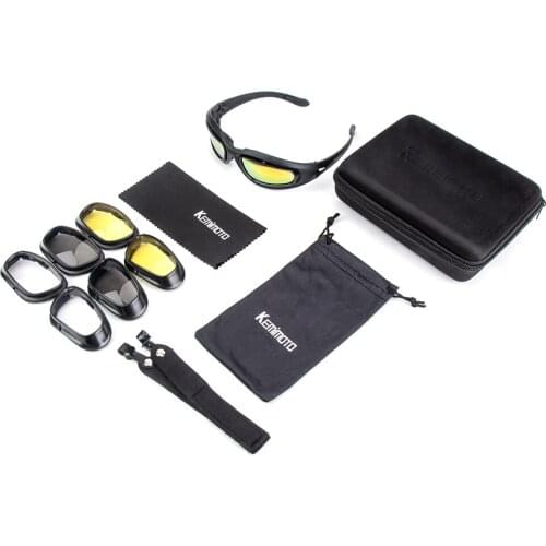 KEMiMOTO Windproof Moto Goggles Motorcycle Glasses Polarized Sunglasses For Shooting Eye Protection UV400 Antifog clear Lens