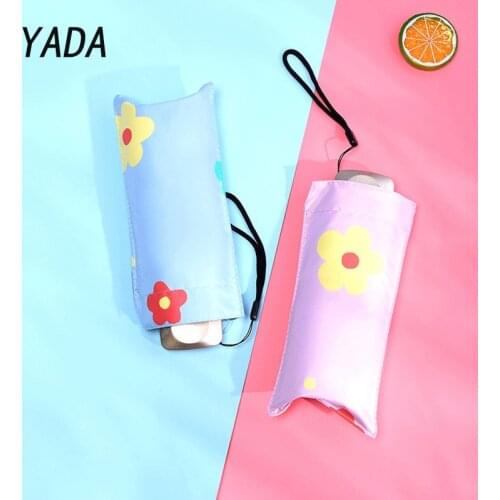 YADA 2021 New Luxury Flowers Umbrellas Rainy Pocket Light 5 Folding Umbrella For Women UV Mini Small Manual Umbrella YS200060