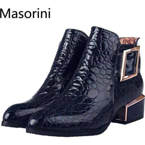 Women Boots Leather Spring Autumn 2020 Ankle Boot Female England Women Short Boots Pointed Square Heel Boot