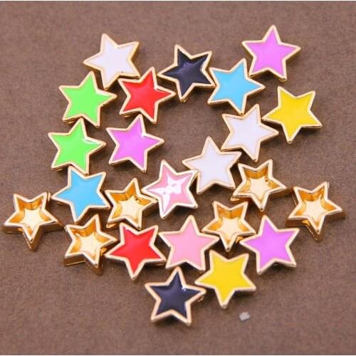 10pcs 13mm Enamel Happy Star Bead, DIY Gold Brass Colourful DIY Bracelet Components Accessories Wholesale Supplies