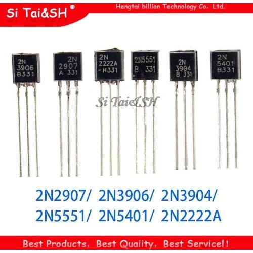 100pcs 2N3904 2N3906 2N4403 2N2907 2N4401 2N2222 PN2222 2N5401 2N5551 TO-92 TO92 transistor