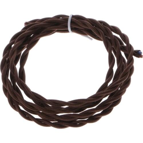 2M 2x0.75 Coffee Twisted Wire Twisted Cable Retro Braided Electrical Wire Fabric Wire DIY pendant lamp wire vintage lamp cord