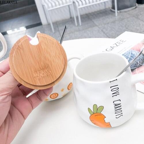 400ml Creative Action Figure Cartoon Radish Rabbit Pig Ceramic Mug With Lid and Spoon Kawaii Milk Coffee Tea Cup sailor moon mug