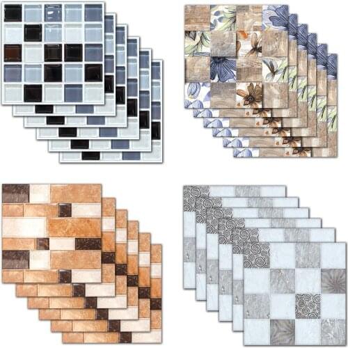 6Pcs European Style Waterproof Tile Stickers Kitchen Bathroom Floor Wall Decor