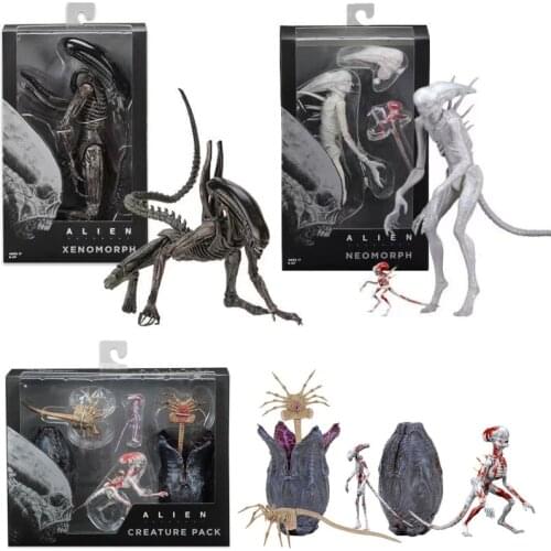 7" Aliens Scale Neomorph Xenomorph Facehugger Chestburster Eggs Creature Pack Action Figure Extendable Inner Mouth Covenant Move