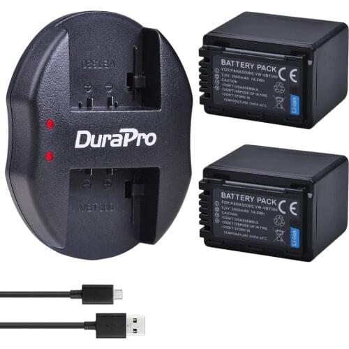 2X 3900mAh VW-VBT380 VW VBT380 VBT190 Battery + USB Charger for Panasonic HC-VXF999,HC-VXF990,HC-VX870,HC-VX989,HC-WXF1G,VXF1GK