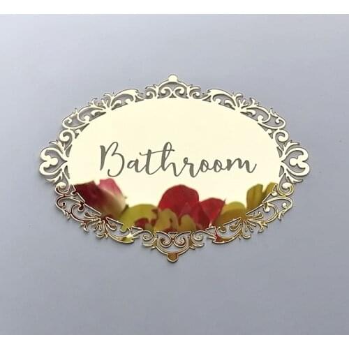 Acylic Mirror 10X14CM Bathroom Entrance Door Sign Acrylic Mirror Surface Door Wall Sticker For Shop Home Hotel