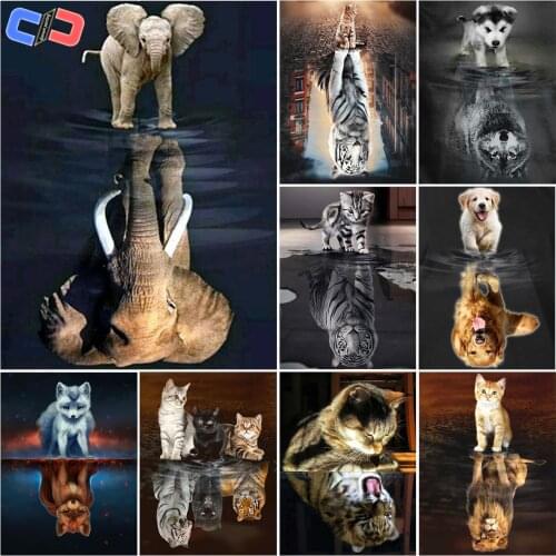 Diamond Mosaic Cat 5D Diamond Painting Kit Animal Full Square / Round Diamond Embroidery Sale Rhinestone Picture Decor Home