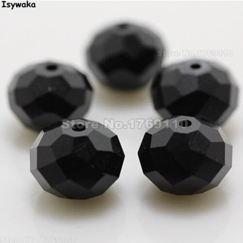 Isywaka Black Color 10*12mm 70pcs Rondelle Austria faceted Crystal Glass Beads Loose Spacer Round Beads for Jewelry Making