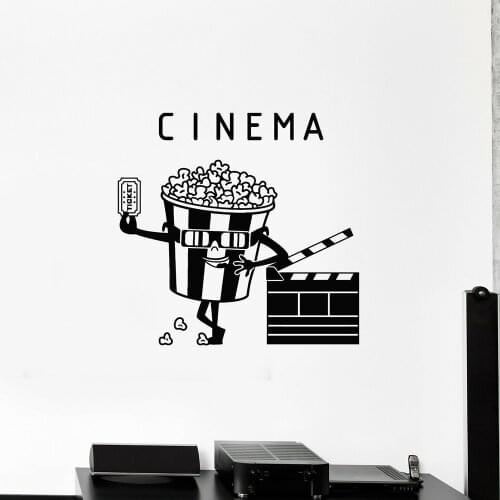 Cinema Ticket Vinyl Wall Decal Movie House Popcorn Filming Stickers Home Decoration Posters Creative Sign Decals Bedroom P259