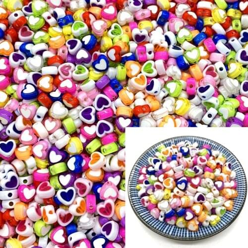 50pcs 8x5mm Love Acrylic Bead Loose Spacer Beads For Jewelry Making DIY Bracelet Accessories #A46a16