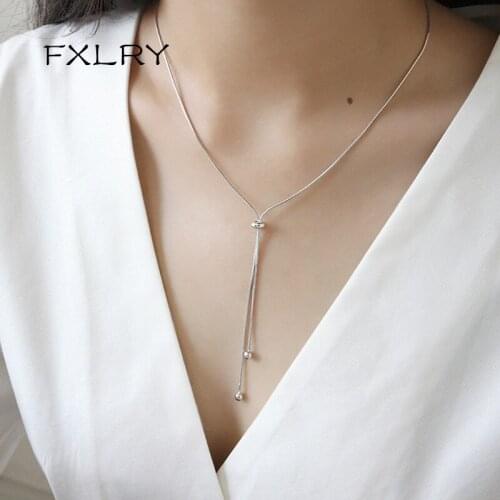 FXLRY New Silver color Necklaces For Women Accessories Hight Quality Snake Chain Necklace Femme Neckless Jewelry
