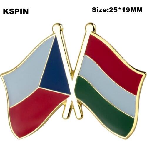 Czech Rep. & Hungary Friendship Flag Badge Flag Brooch National Flag Lapel Pin International Travel Pins