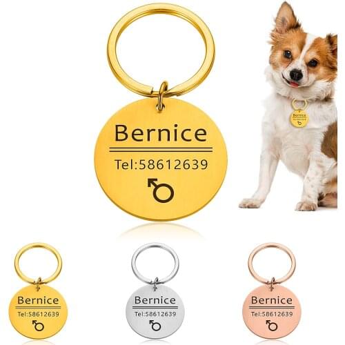Dog Cat Pet ID Tags DIY Personalized Dogs Id Tag Stainless Steel Tag Engraving Name and Telephone Number Pet Supplies