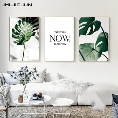 JHLJIAJUN Nordic Canvas Painting Modern Prints Plant Leaf Art Posters Prints Green Art Wall Pictures Living Room Unframed Poster