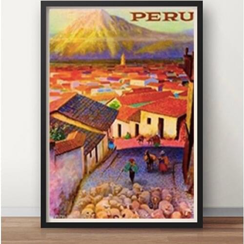 Beauty Town Peru Travel Tour Retro Vintage Poster Canvas Painting DIY Wall Paper Posters Home Decor Gift
