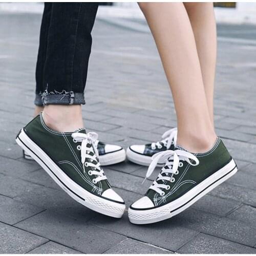 Men Women Casual Vulcanize Shoes Flat Fashion Lace Up Autumn Spring Canvas Sneakers Male Non-Slip Solid Breathable Comfortable