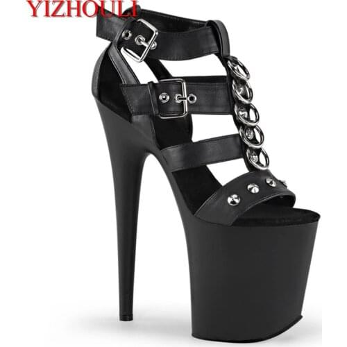 8 inch summer sandals, party and nightclub pole shoes, rivet vamp 20 cm heels for models to walk in, dance shoes