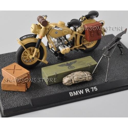 1:24 Diecast Military Motorbike Model Toys R75 Motorcycle Miniature Replica Collections