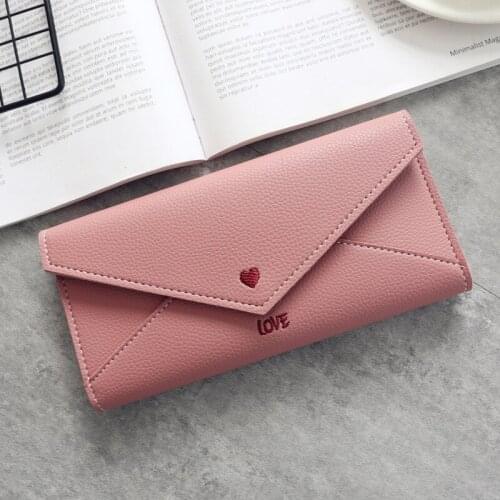 Fashion Women Clutch Purse Heart-shaped Letter Embroidery Multifunctional Simple Long Wallets 2019 New Leather Luxury Money Bags