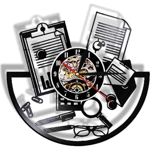 Accountant Vinyl LP Record Wall Clock Maintains and Audits Business Accounts Laser Cut Watch LED Lighting Room Interior Decor