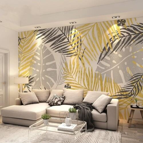 3D Nordic Style TV background wall decorative mural simple modern banana leaf living room bedroom wallpaper papel DE parede