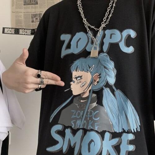 Ins new high street dark creative printing pattern loose student short-sleeved casual T-shirt top men and women trend fashion