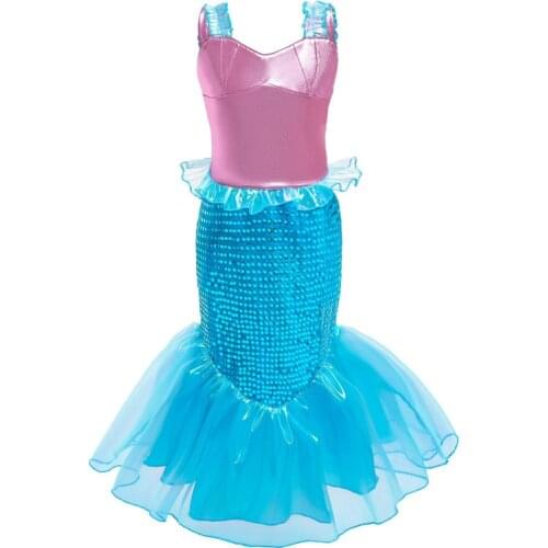 New Mermaid Tail Costume Baby Children Princess Ariel Mermaid Dress Girls Party Dress Up Outfit Clothes for Girl C36683CH