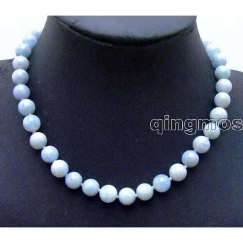 Genuine Big 10mm Perfect Round Blue Natural High quality Stone 18" necklace -nec5824