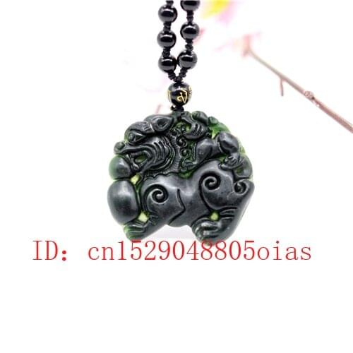 Natural Black Green Jade Obsidian Pixiu Pendant Tiger Necklace Fine Jewelry Carved Amulet Fashion Charm Gifts for Women