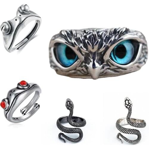 Simple Animal Owl Ring For Women Gothic Punk Wind Cute Frog Snake mens Rings Lover Gifts Fashion Adjustable Fashion Jewelry New