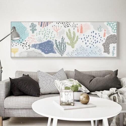 Nordic Abstract Plant Flower Cactus Banner Canvas Art Painting Poster Picture Wall Living Room Bedside Home Decoration Mural