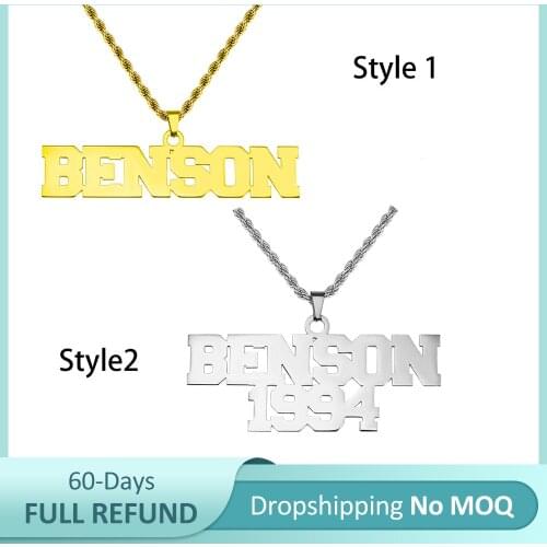 Uonney Dropshipping Personalized Name Number Stainless Steel Necklace For Men Best Fathers Day Gift Fashion Gift For Dad