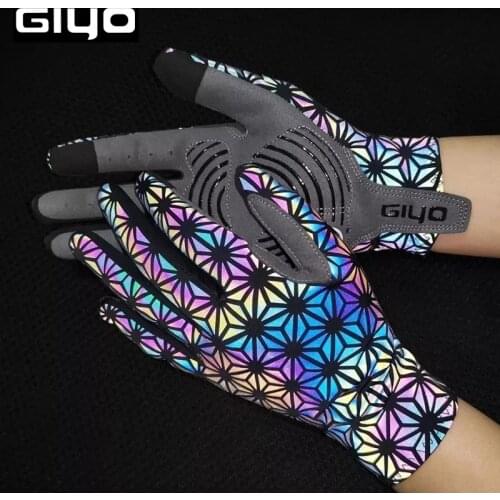 Giyo Cycling Gloves Luminous Full Finger Gloves Dazzle Motorcycle Long Glove Silicone Palm Men Outdoor Anti-slip MTB Bike Mitten