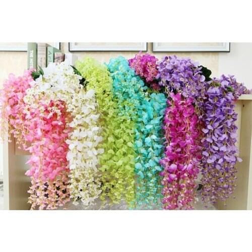 Upscale Simulation Flower Rattan Artificial Silk Wisteria Vine for Wedding Decoration Home Party Ornament Free Shipping